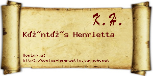 Köntös Henrietta névjegykártya